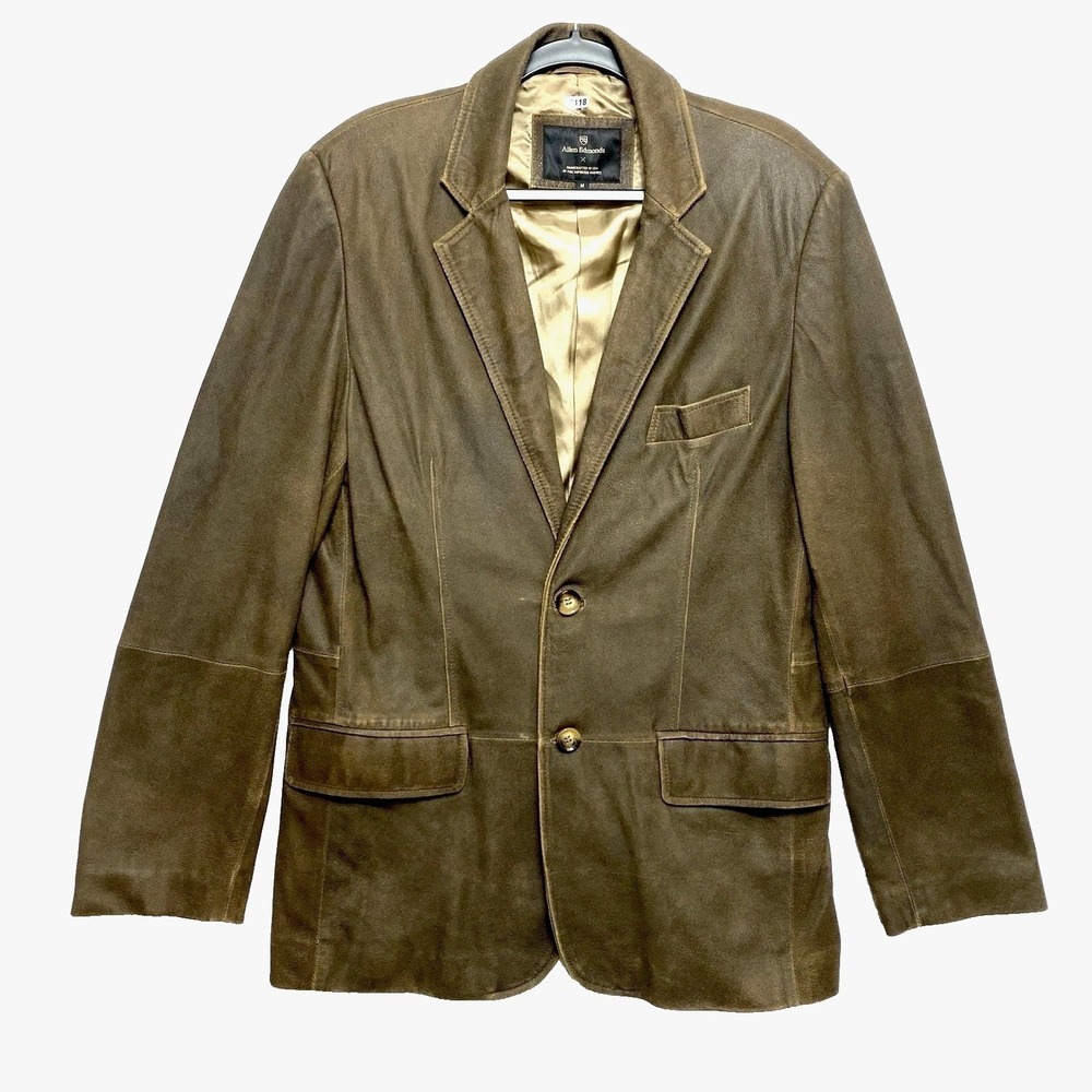 Allen Edmonds Jacket Mens Medium Brown 100% Natural Leather Suede Lined